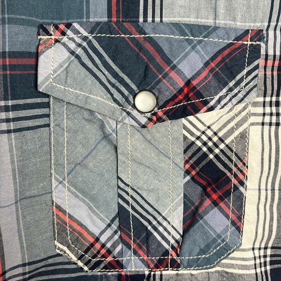 Jeffrey Max Long Sleeve Plaid Pearl Snap Button Down Cotton Shirt Size XL - Picture 3 of 9
